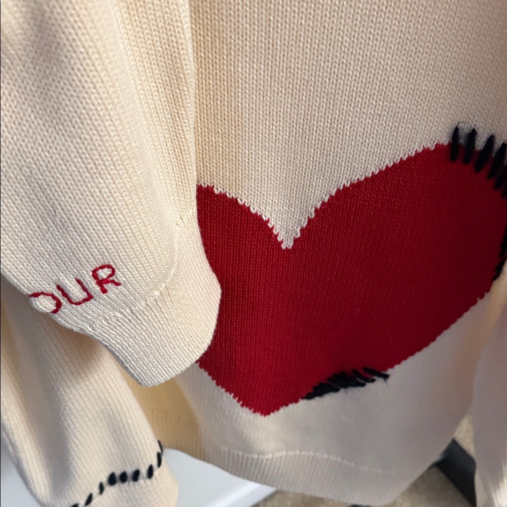 Anthropologie Maeve Crew-Neck Whipstitch Heart Icon Sweater size medium - Picture 8 of 9